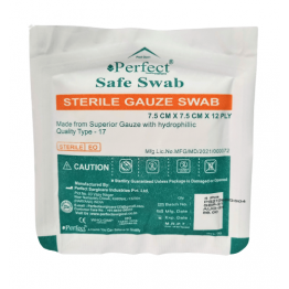 Perfect Sterile Gauze Swab 7.5cm x 7.5cm x 12ply (4 Pcs Pouch)